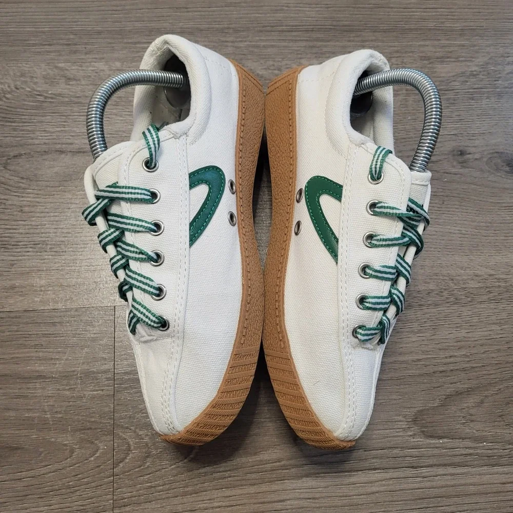 Tretorn Nylite Plus‎ Canvas Sneakers Mens White Green Low Top Tennis Shoes 6.5